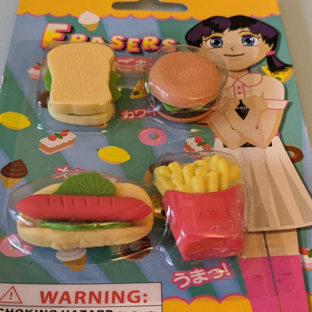 Japanese Fast Food Eraser Set Made in Hong Kong New In Package 2009